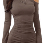 Aurette Dress Off The Shoulder Ruched Asymmetrical Bodycon Mini Dresses Going Out Outfits